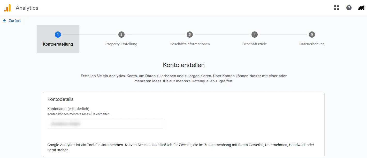 Google Analytics 4 Konto und Property anlegen