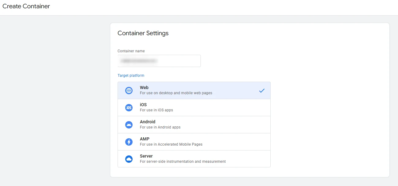 Web-Container in GTM anlegen