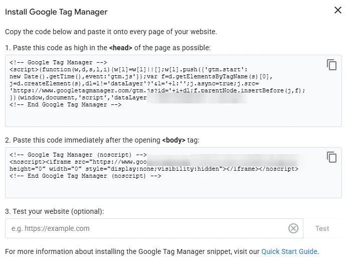 GTM-Snippet in den Quellcode der Website einbauen