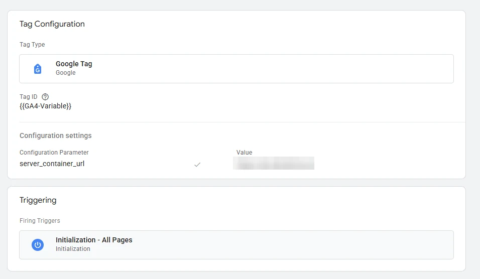 Google Tag im Web-Container mit server_container_url und Initialization-Trigger